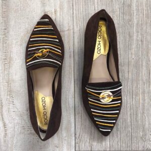 Mocasines Poe en ante café con cordón de colores de algodón natural eco